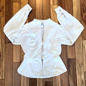 Vintage Cream Button-Up Women's Top Boho Cottagecore Lagenlook